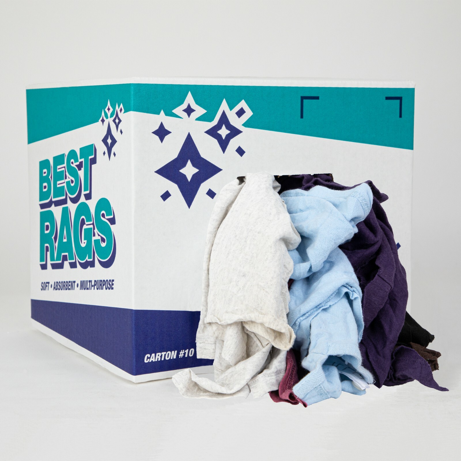 Recycled T-Shirt Rags for Cleaning, Package Size Options, Multi-Purpose, Colors