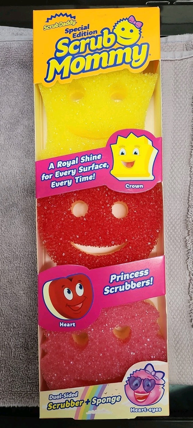 New Scrub Daddy Mommy Special Edition Princess 3pk Crown Heart Double Sided