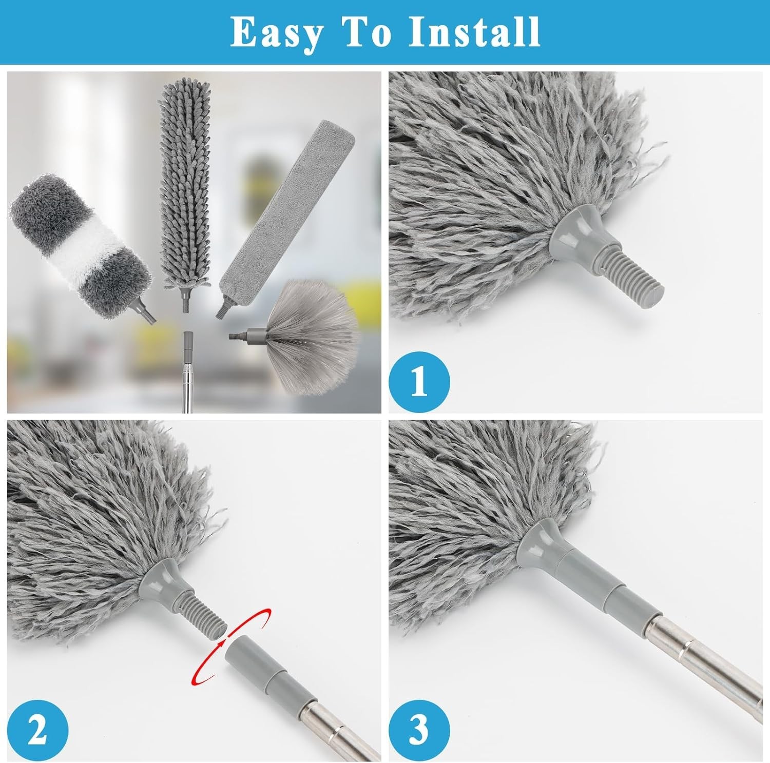 Complete 27pc Duster Set with 100 Inch Telescoping Pole for Hard-to- Areas