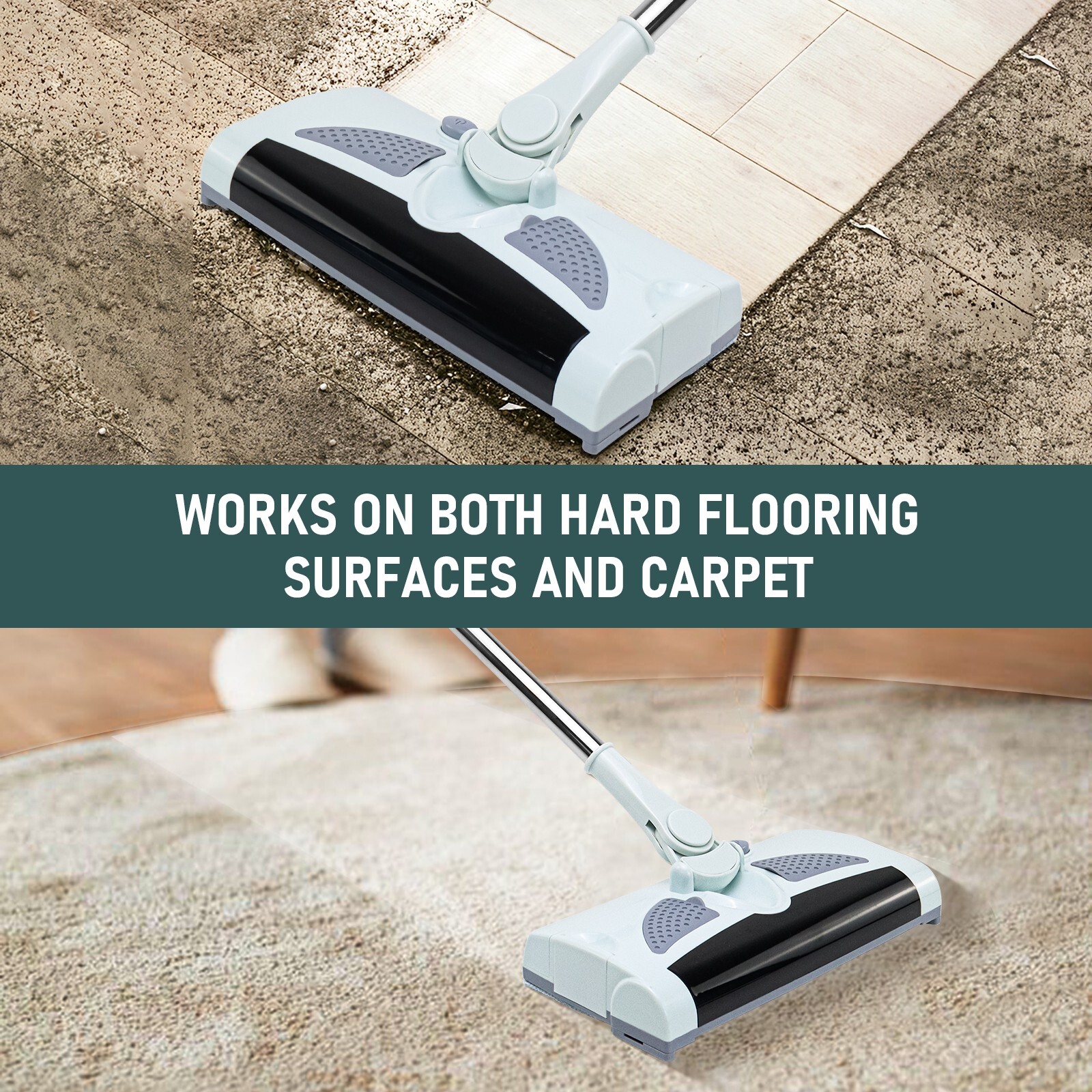 Electric 2 in 1 Carpet Sweeper Vacuum Floor Sweeper Electrostatic Lightweight