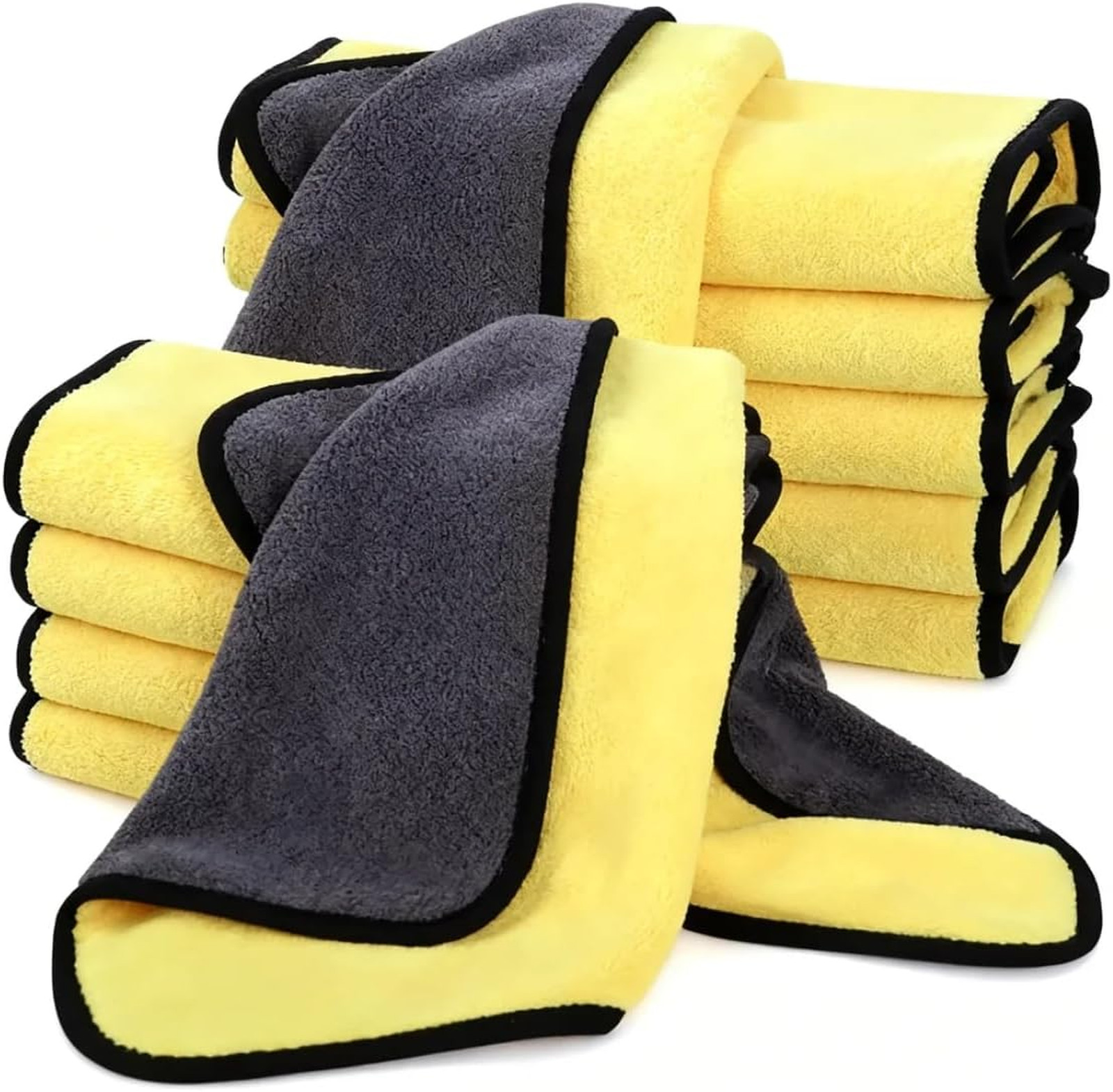 Microfiber Car Towels 11.8×15.7 Inches Coral Velvet Absorbent Drying Cloths (10