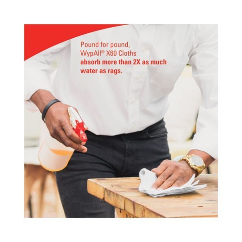 WypAll 34790 General Clean X60 Cloths, 8.34 x 16.8, White, 118/Box, 10 Boxes/CT
