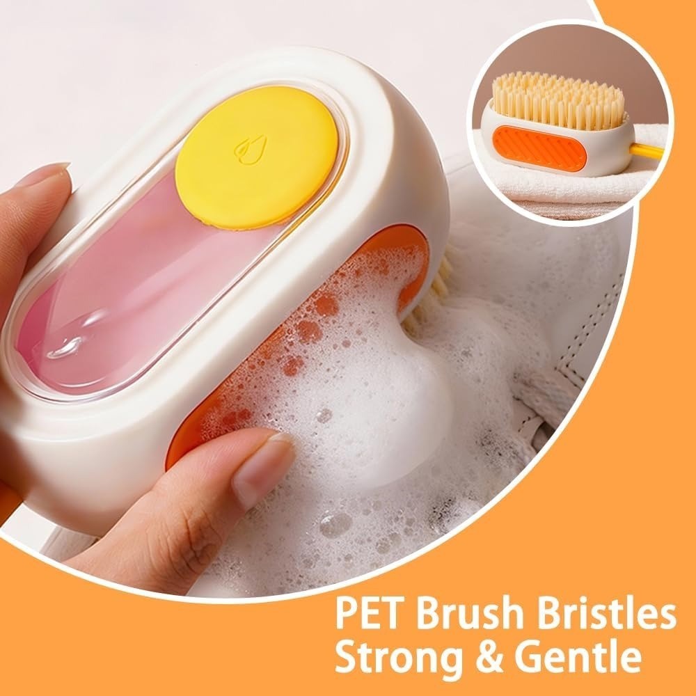 All-in-One Refillable Scrub Brush with Built-in Tank, Press to Dispense Solution