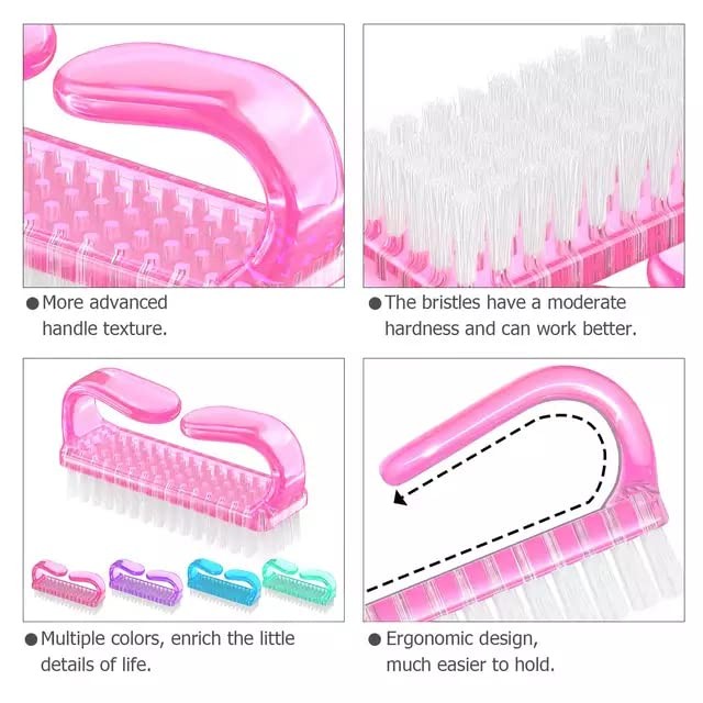 4 Pcs Nail Brush for daily Use – 4 Different 8.3 cm x 2.7 x 4 cm, 4pcs