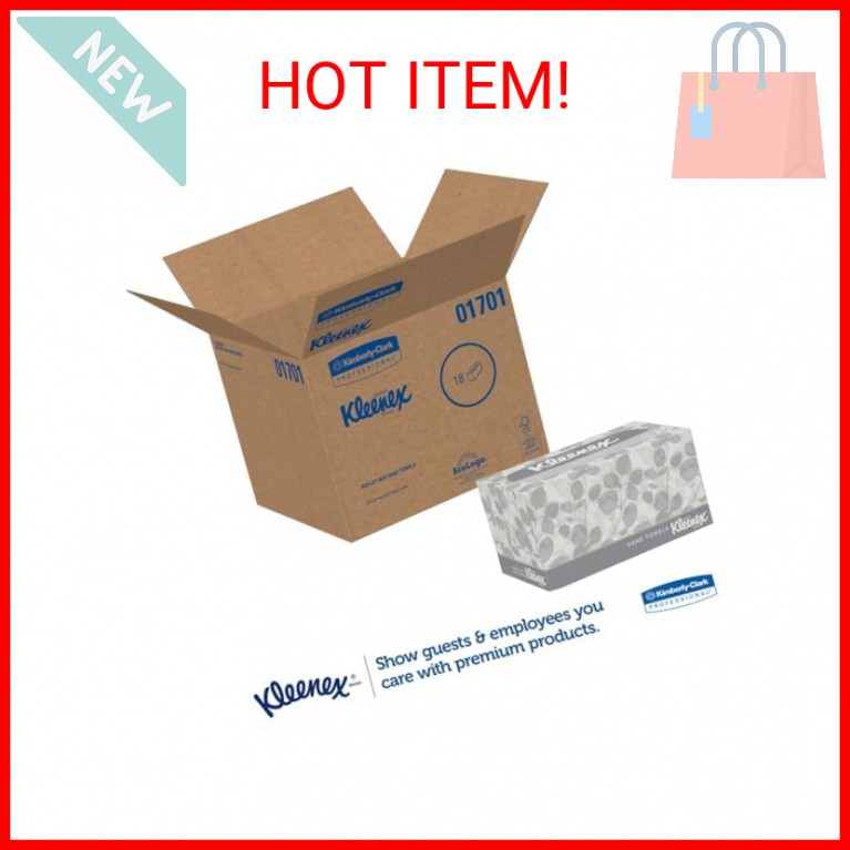 KLEENEX Pop-Up Box Hand Towels, Paper, 9 x 10-1/2, 120/pack
