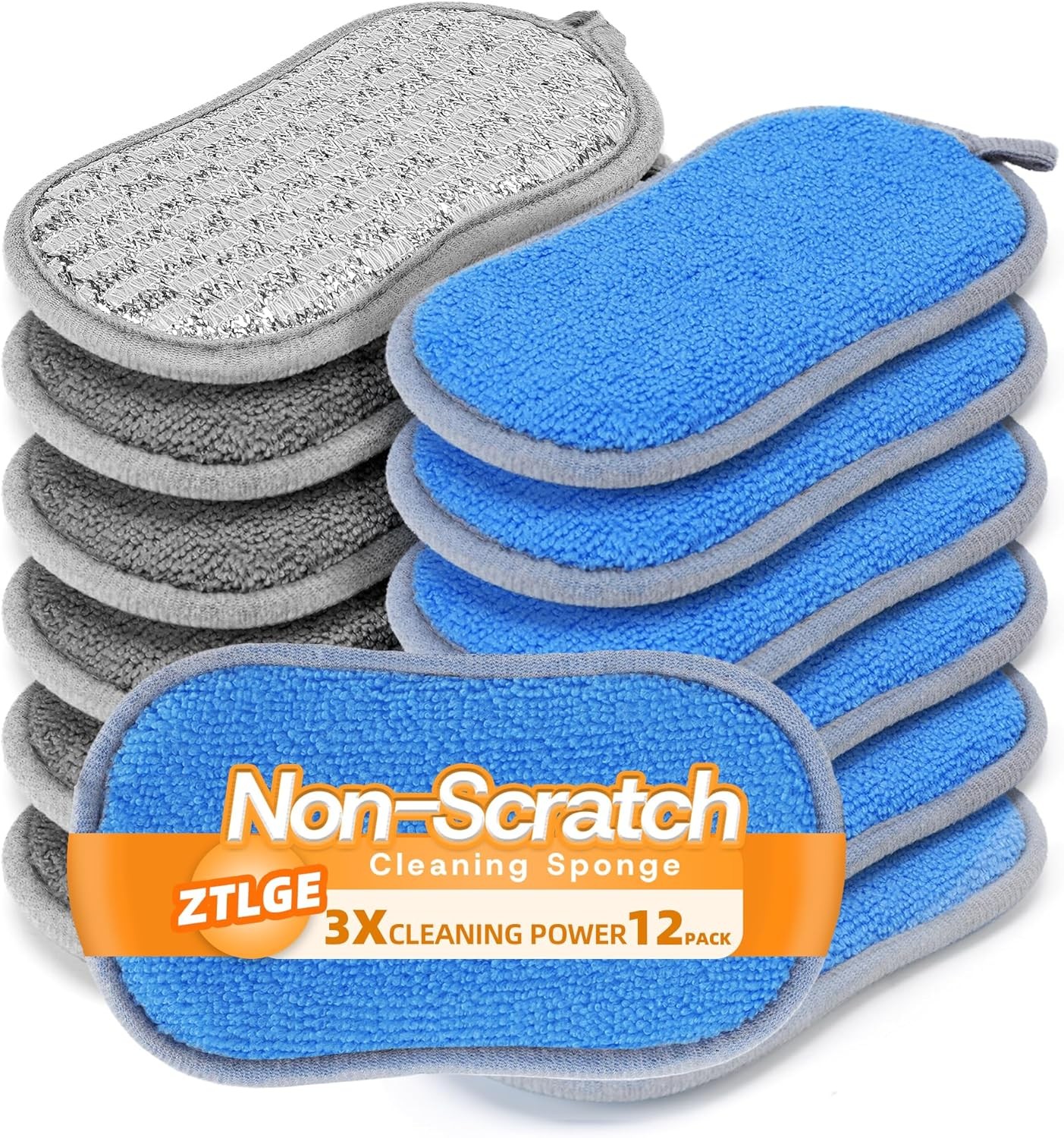 Multi-Purpose Scrub Kitchen Sponges – 12 Pack Dish Sponge Dual-Sided Non-Scratch