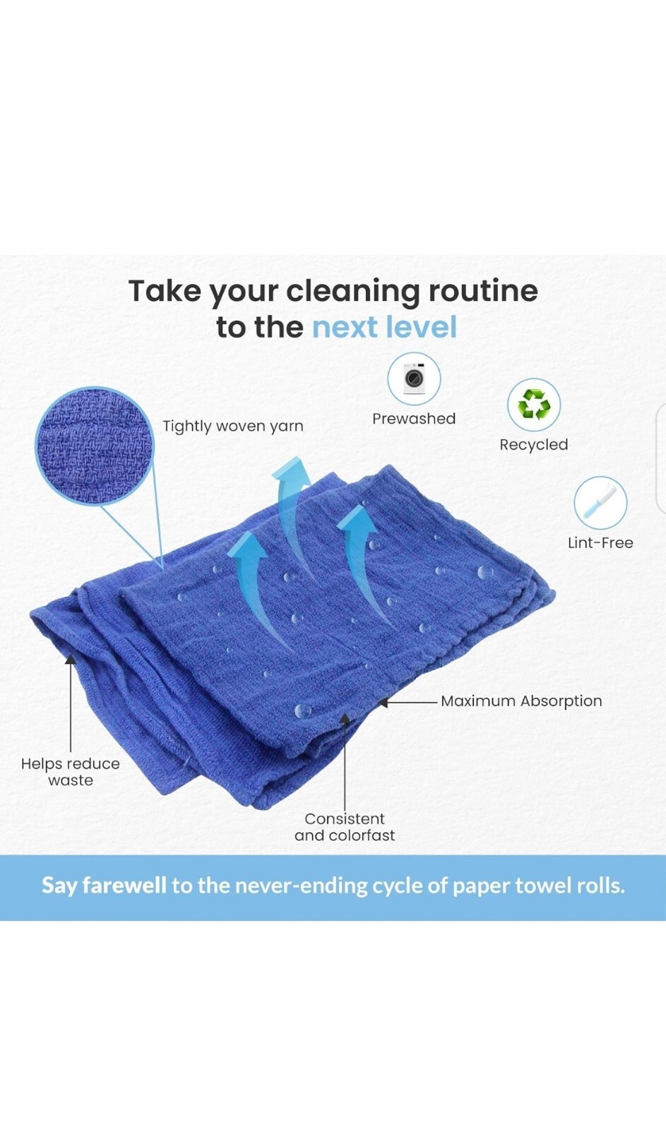 10lb Box Recycled Blue Shop Rags,Surgical Rags/Huck Towel Rags