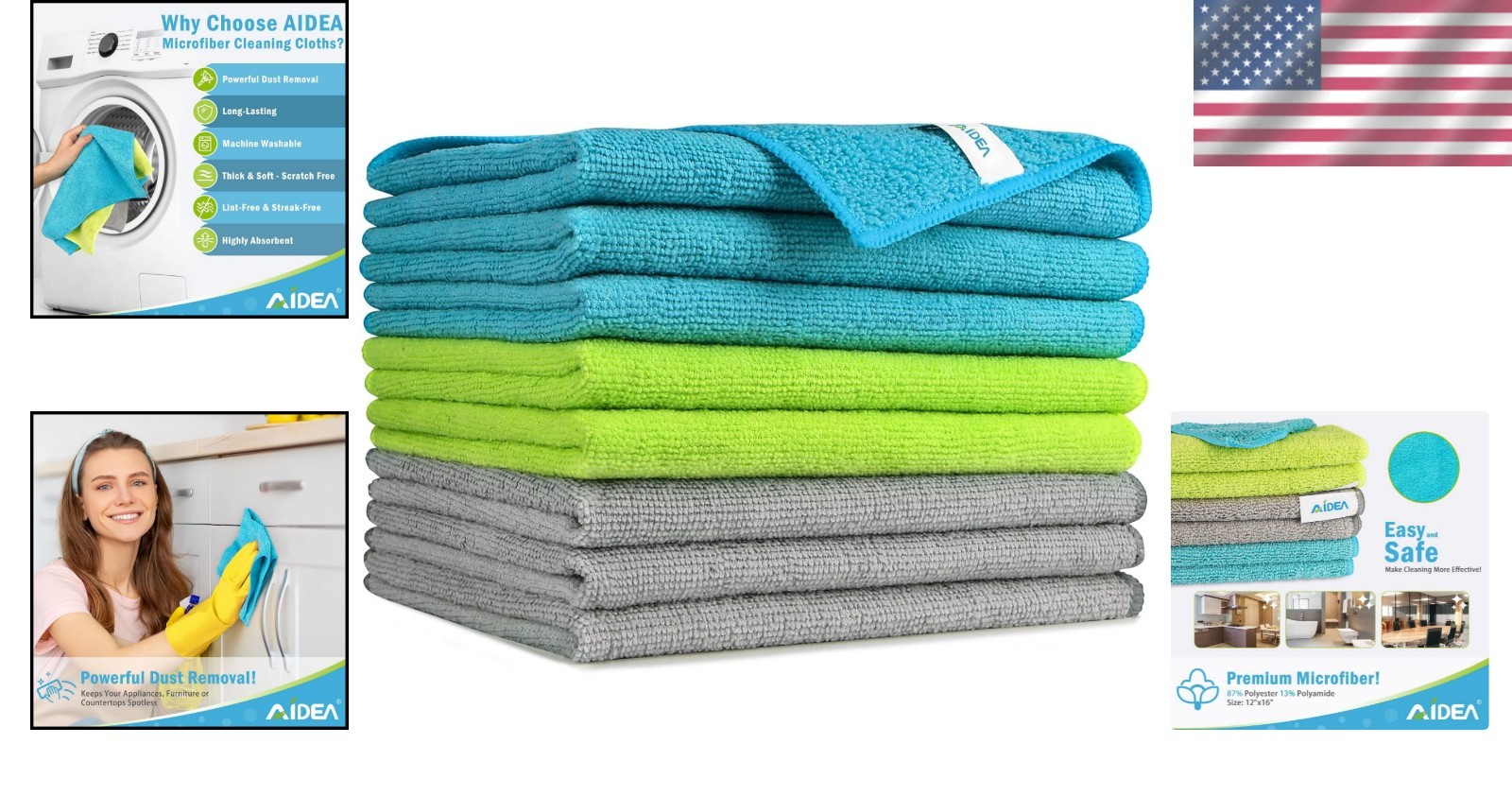 Soft & Scratch-Free Microfiber Cleaning Cloths – 8PK for Multi-Surface Cleaning