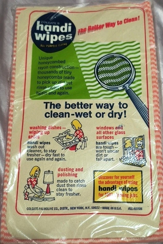 Vintage Colgate Handi Wipes Orange Stripes New Sealed, 24 x 14 in.