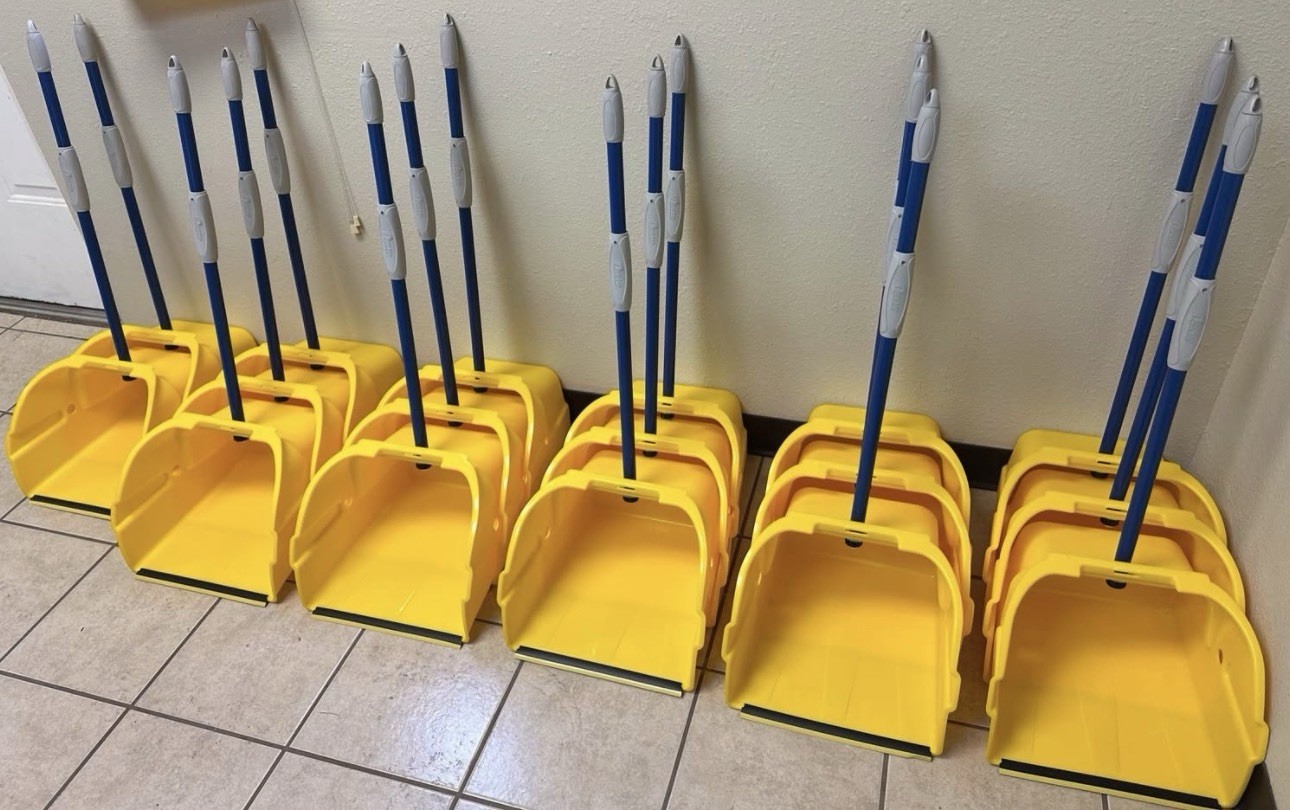 Quickie Non-Tilt Large Yellow Dustpans with Metal Handles – LOCAL PICKUP ONLY