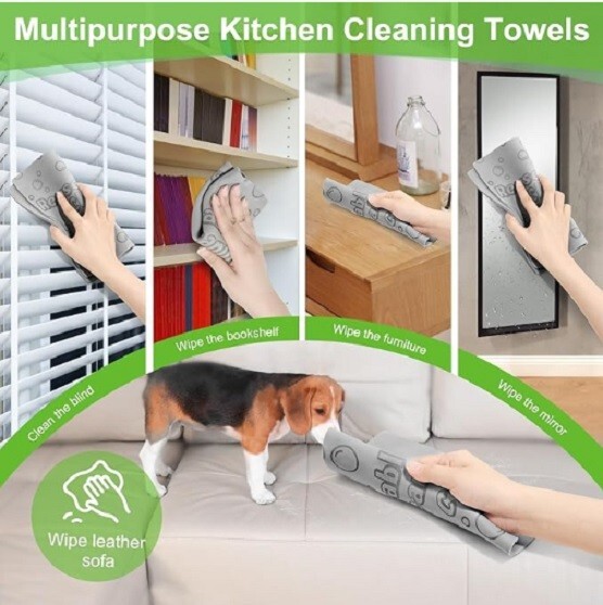 Damp Clean Duster Towel Streakless Cloths Flexible Dusting Towel Magic 4-Pack
