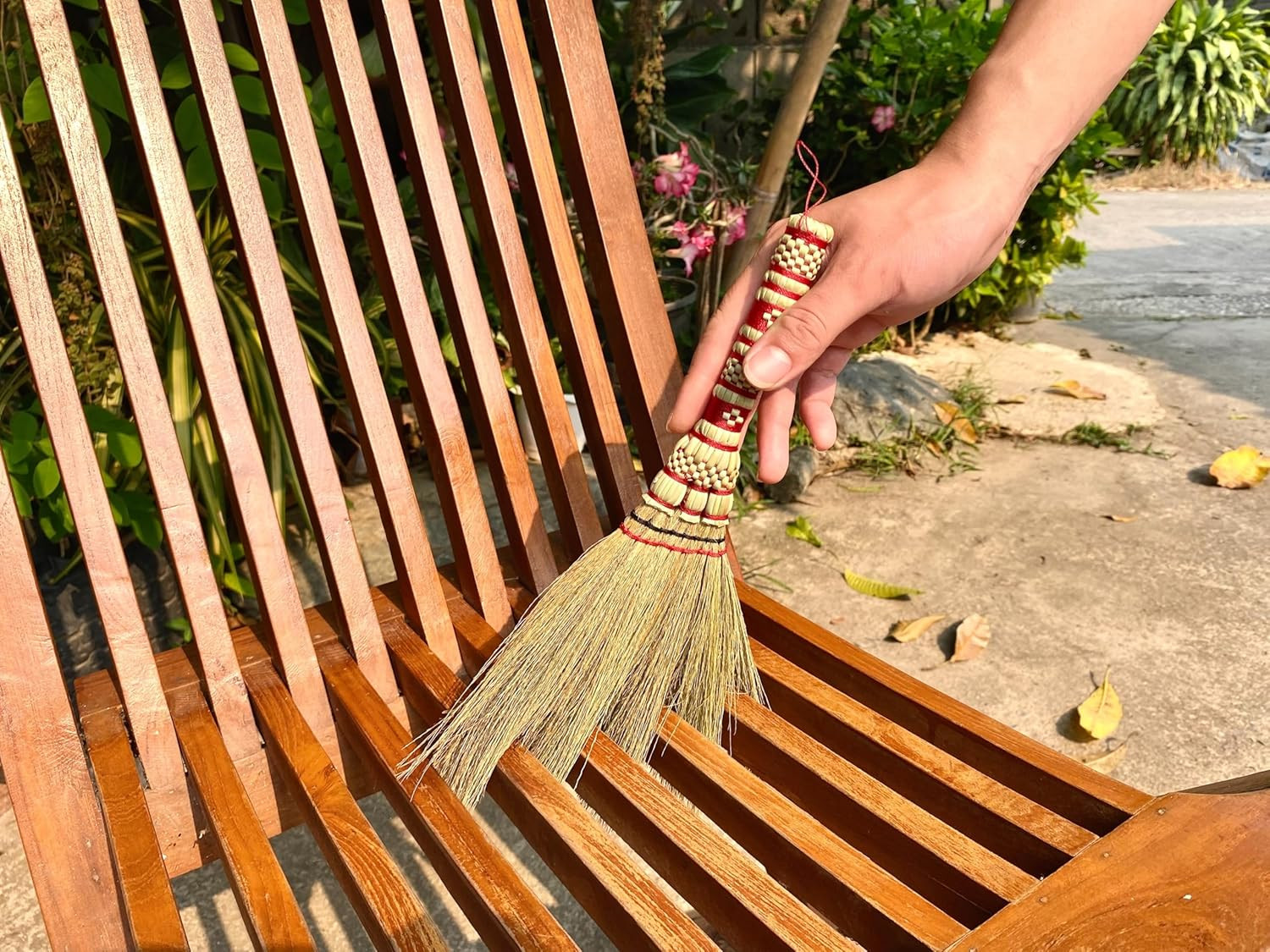 Small Corn Wisk Brush Broom 11 Inch Blue, Red Flagged Indoor Heavy Duty Multi Su