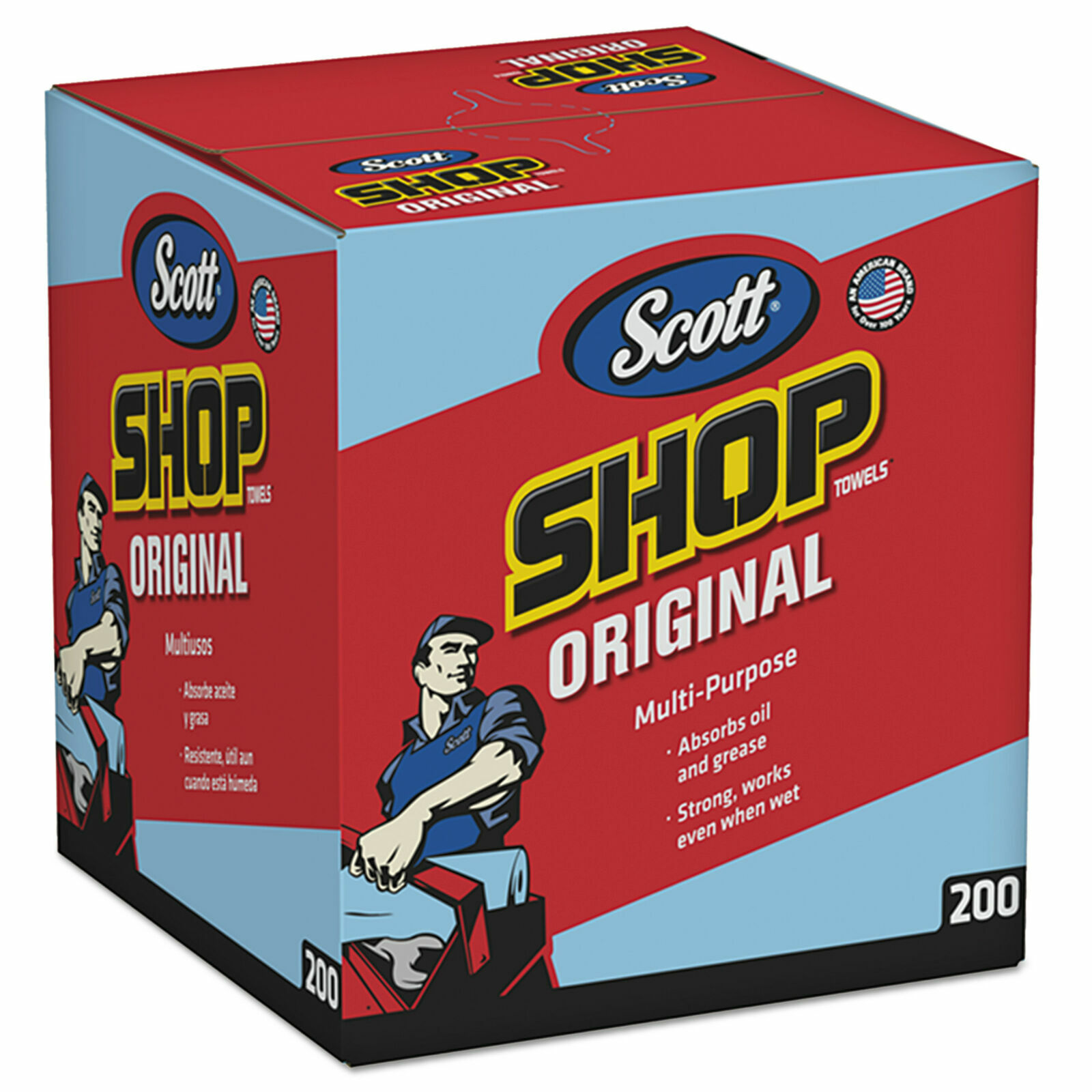 Scott 75190 200 Count Original Blue Disposable Shop Towels – Quantity 3