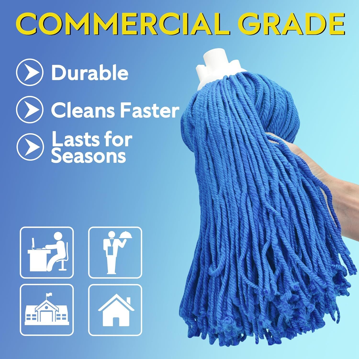 Microfiber Mop with 54″ Stainless Steel Spin Handle Incl. 2Pcs Microfiber Cloth