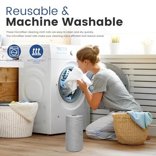 75 Pack Microfiber Cleaning Cloth Roll,Reusable Washable Ultra Tear Away