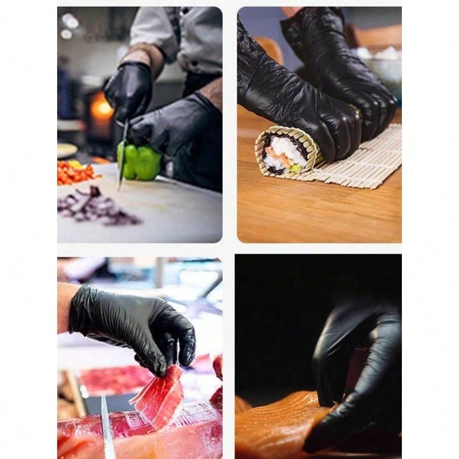 1 Box 100pcs Nitrile Gloves Waterproof Durable Household Kitchen Dishwashing