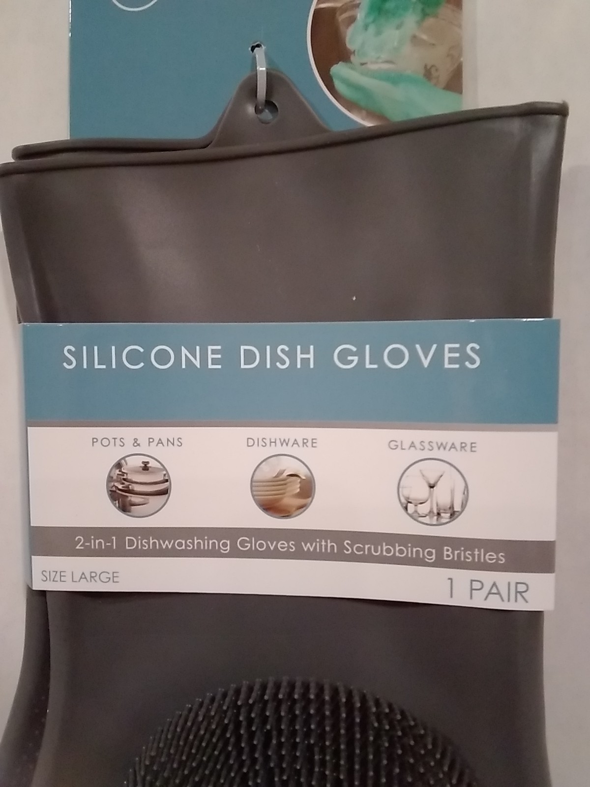 Evriholder Dual-Function Silicone Dish Gloves Gray Large Thick Bristles