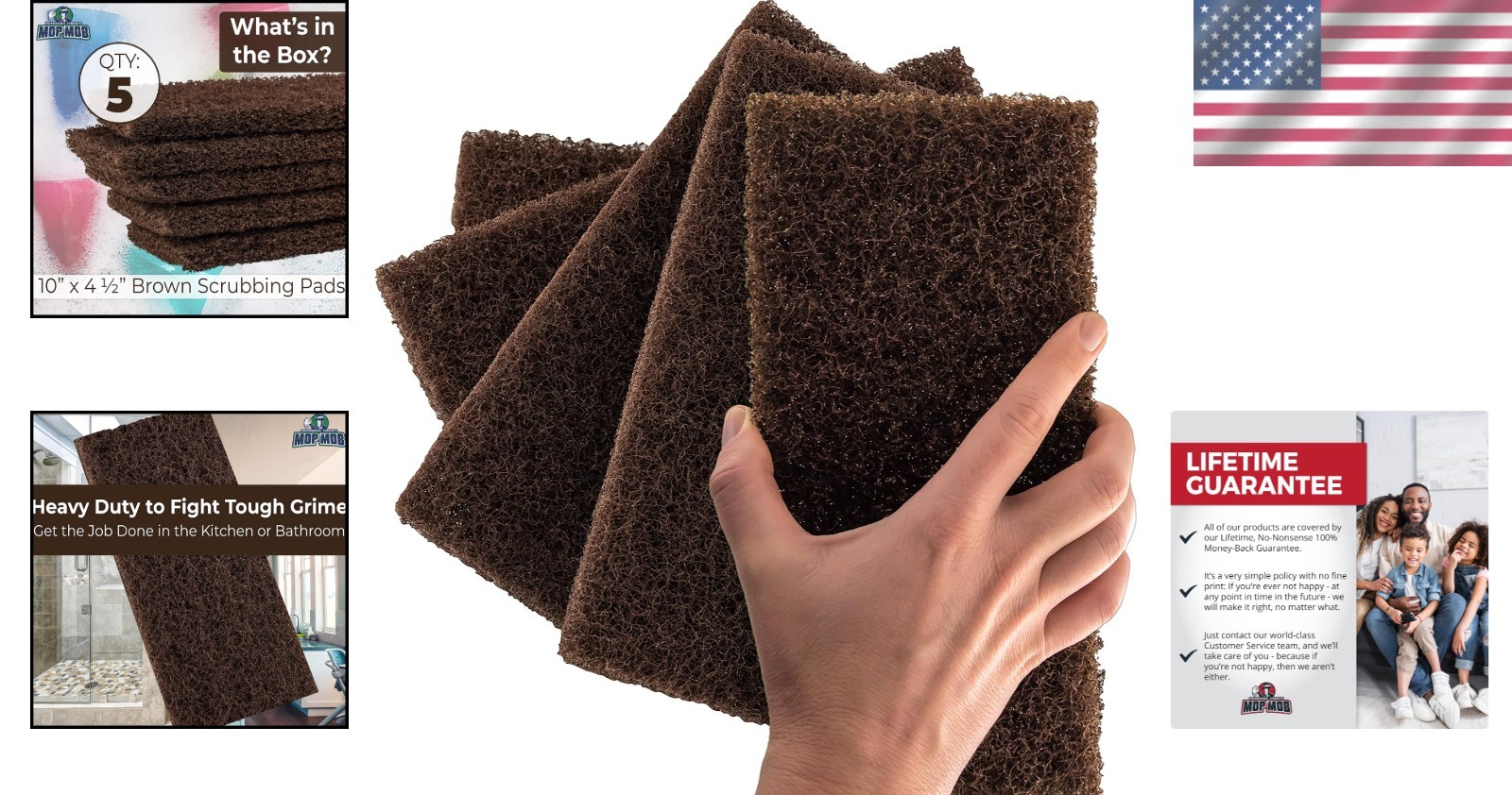 10×4.5in Heavy Duty Scouring Pads – Durable Nylon for Kitchens and Bathrooms