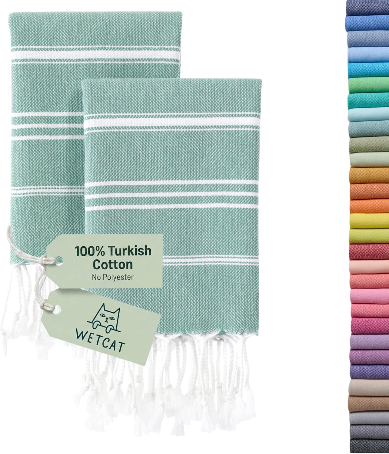 Turkish Hand Towels with Hanging Loop, Set of 2 (20″ x 30″) 100% Turkish Cotton,