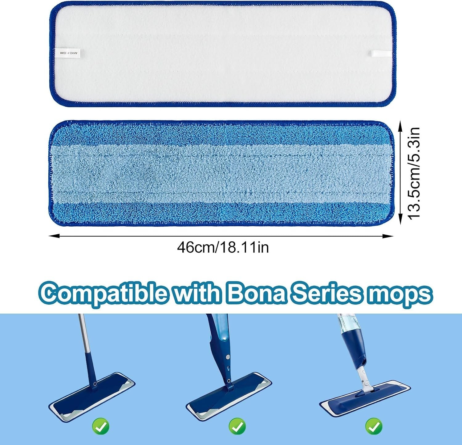 Microfiber Cleaning Pad for Bona, 3 Pack 18 Inch Mop Cleaning Pads for Bona H…