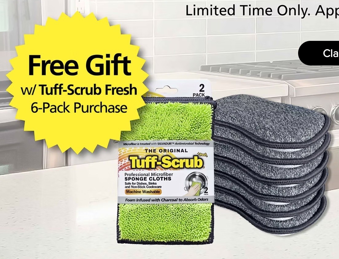 Tuff-Scrub Fresh™ Antimicrobial Charcoal Scrub ‘N’ Wipe Pads, Fresh New 6 Pads