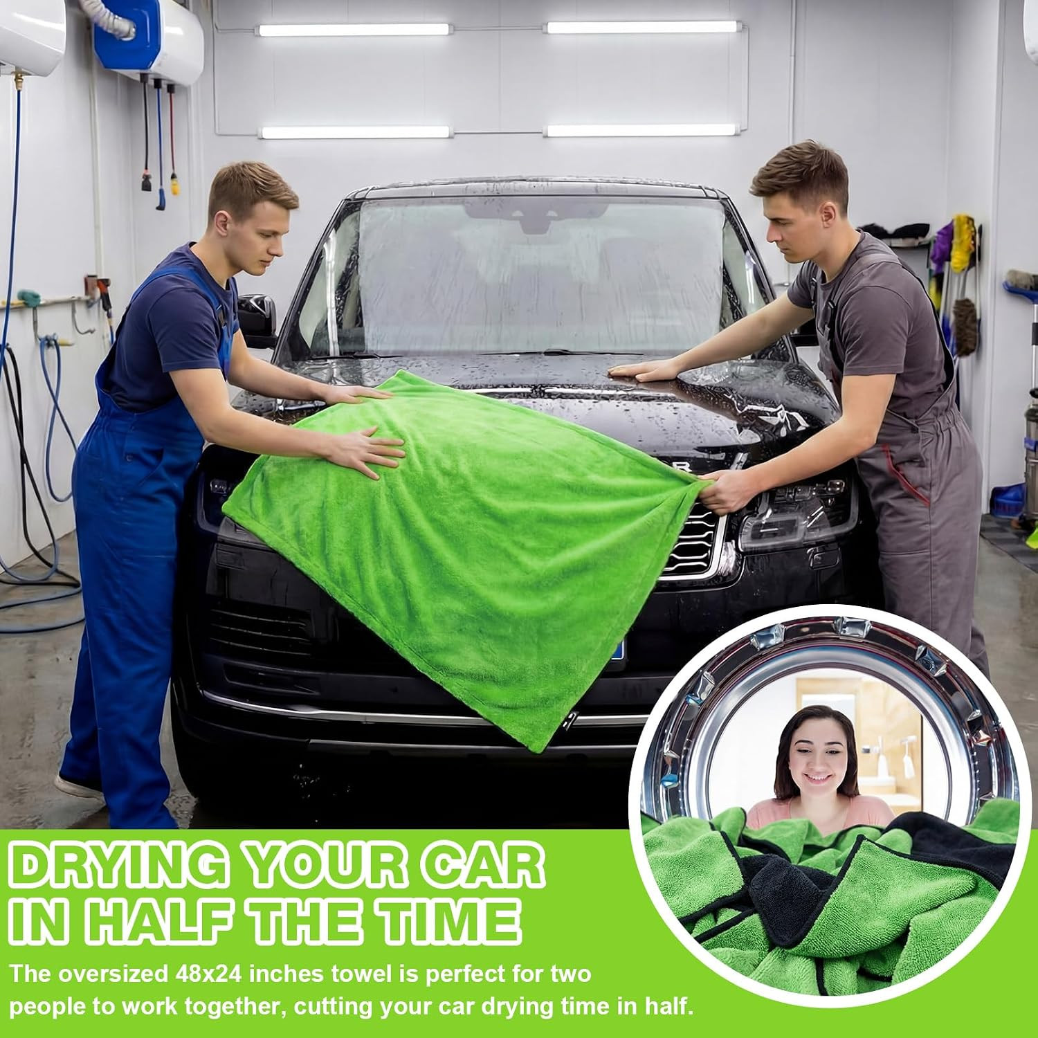 2 Pack Car Drying Towels 48″X24″ Extra Large Microfiber Towels for Cars