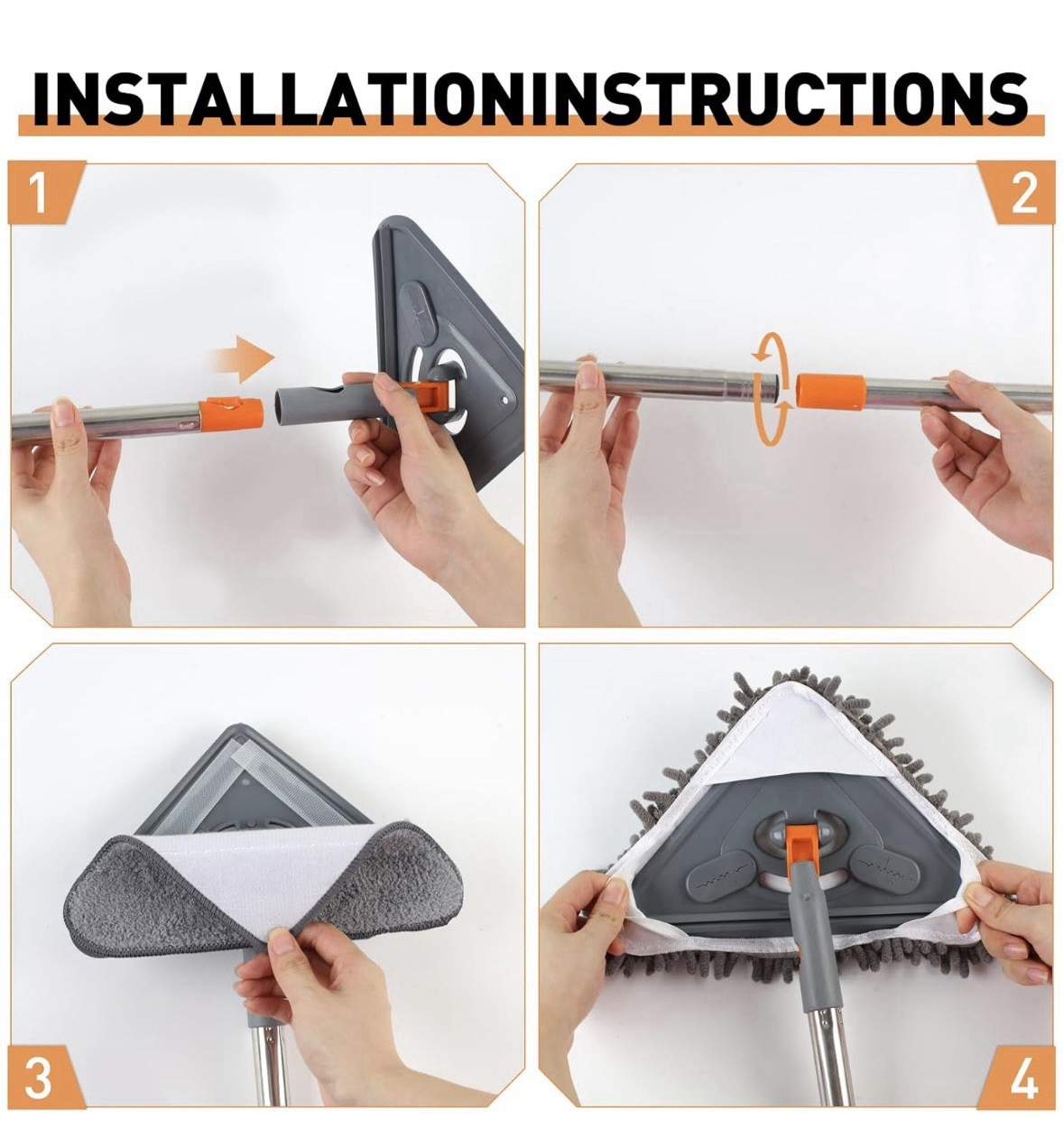 Wall Cleaner with Long Handle – Extension Pole Wall Mop with Rotating Head and