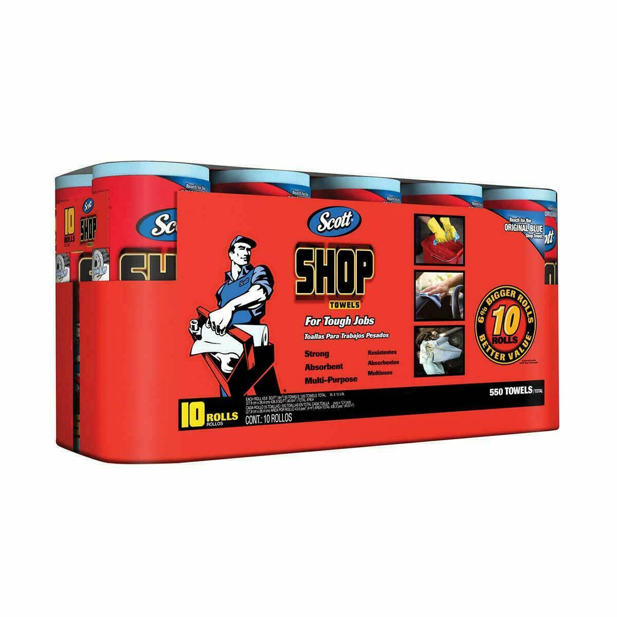 Scott Shop Towels 10 Rolls of 55 Sheets 11” X 10.4 ” Towels In 1 Pack **NEW**