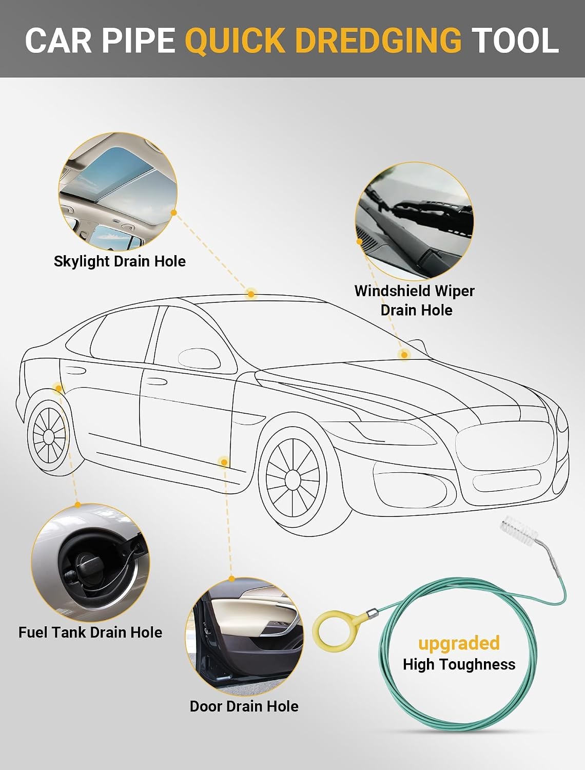 Auto Sunroof Drain Cleaning Tool 120 Inch Flexible Long Drain Brush