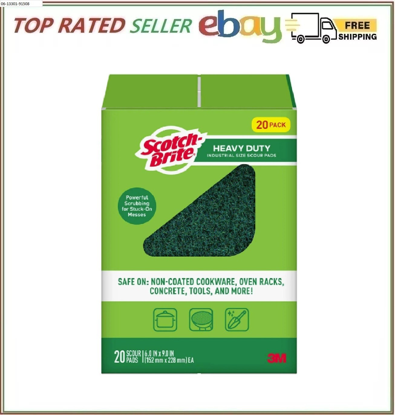 Scotch-Brite Heavy Duty Industrial Scour Pads – 20 Count Pack – Commercial Clean