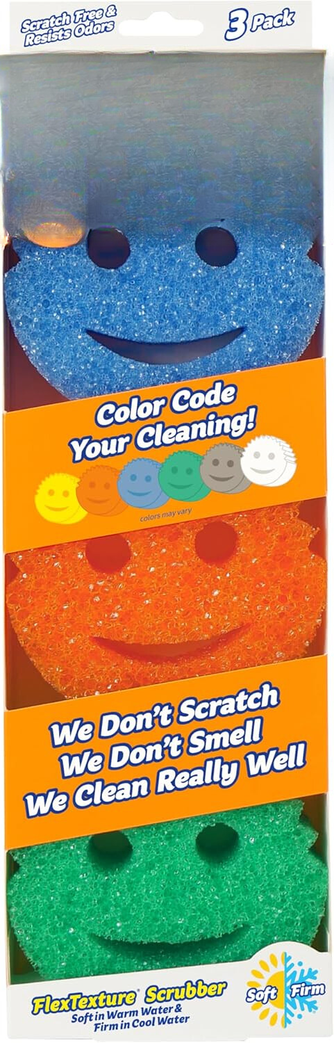 Colored Sponges – Scratch Free Multi-Purpose Dishwashing Sponge – (Pack of 3)
