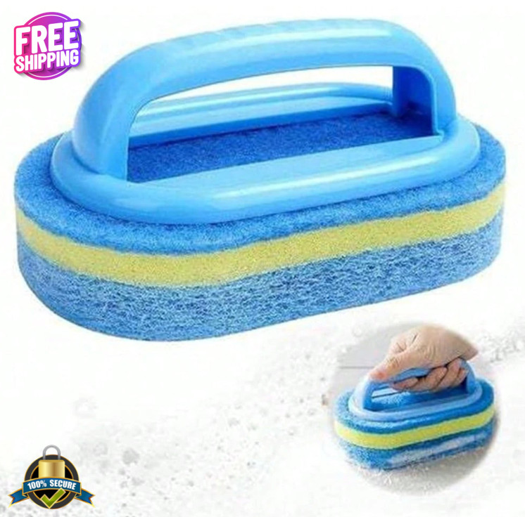 1 pc Multipurpose Sponge Brush With Handle for Kitchen & Bathroom Cleaning