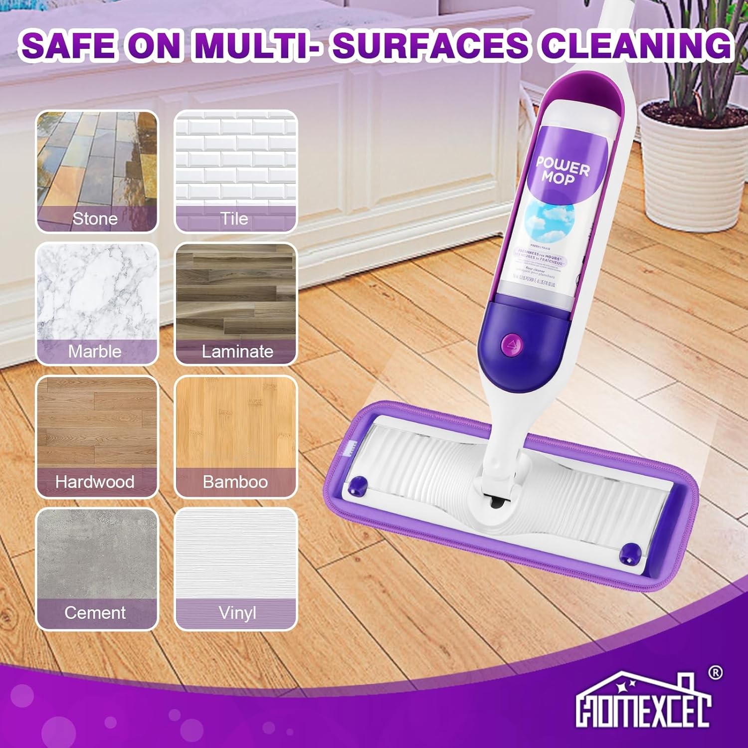 HOMEXCEL Reusable Microfiber Mop Pads for Swiffer PowerMop, Power Mop Pads Refil