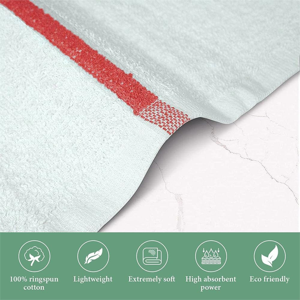 Bar Mop Red Stripe 10 Lbs 16X19 Pack of 60, 100% Cotton Double Stitched Route Re