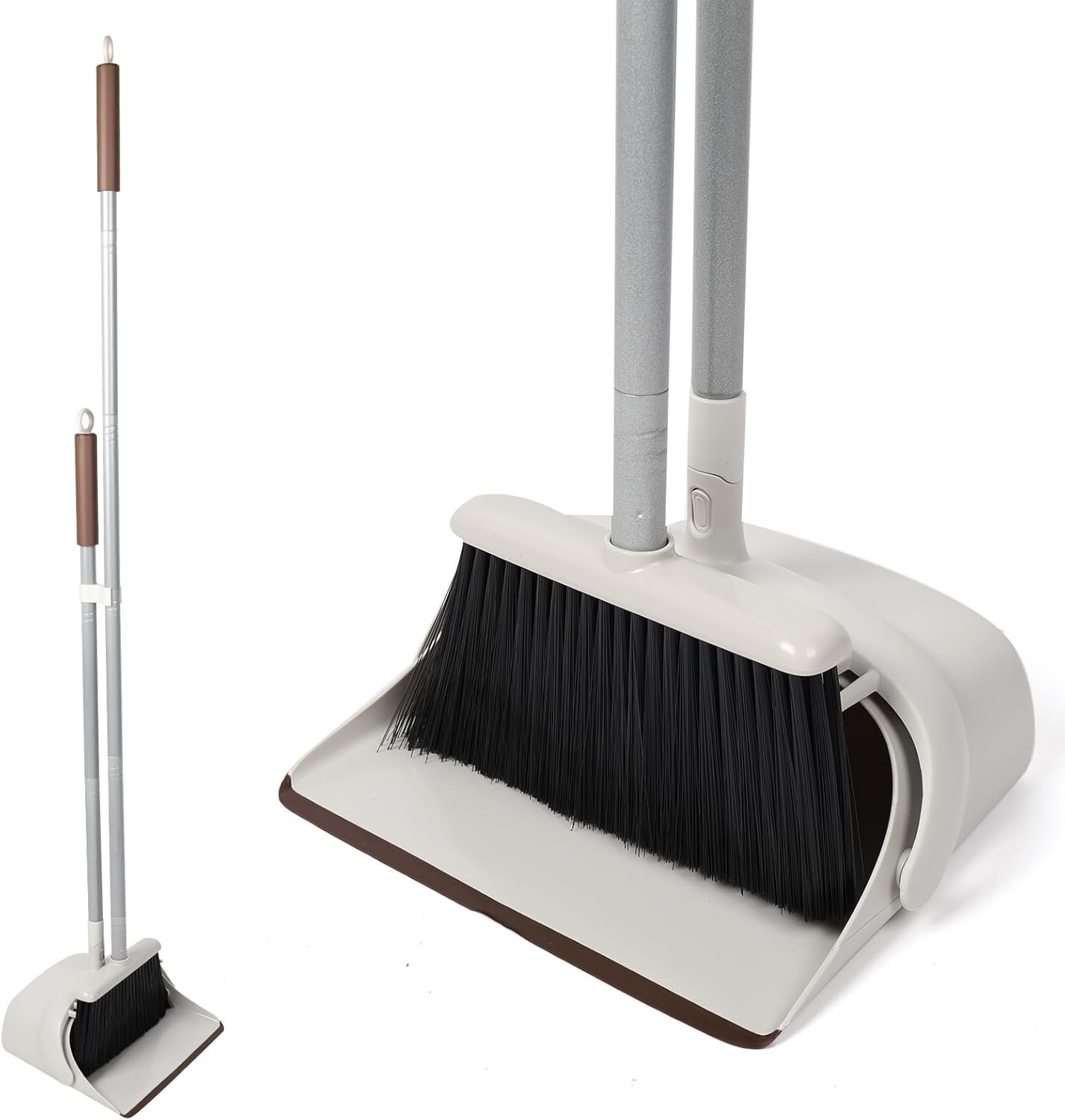 54″ Long Handled Broom and Dustpan Set – Perfect Dust Pan and Brush Combo for…
