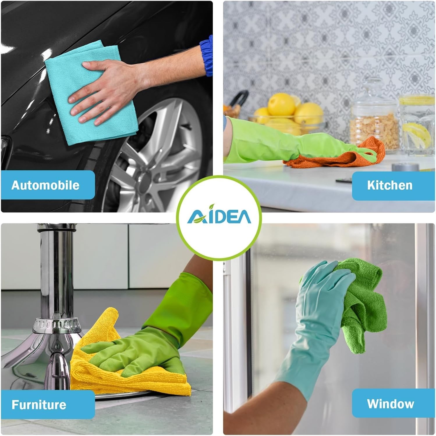 Ultra-Soft & Absorbent Microfiber Towels – 12×12, Multi-Purpose Cleaning Cloths