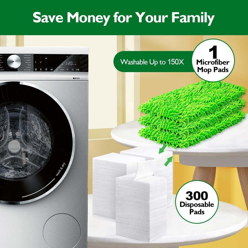 Reusable Microfiber Mop Pads,Mop Pads Replacements for Wet & Dry Use, Floor Clea