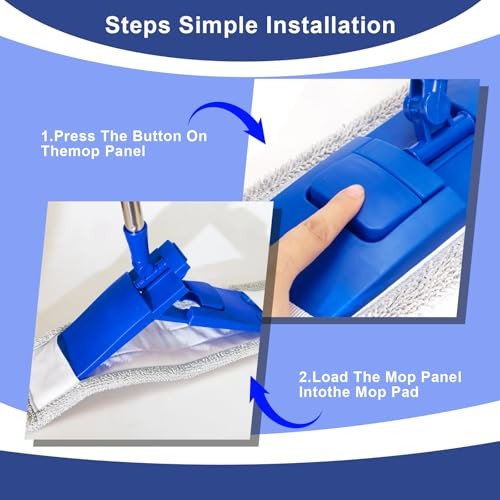 17″ Microfiber Mop for Hardwood Floor Cleaning,Mops with 50″ Stainless Steel