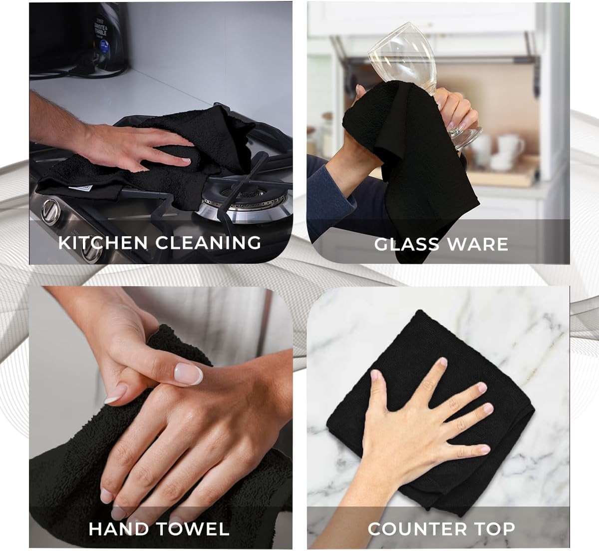 Cotton Washcloths – (Pack of 60) Size 12×12 Inches, 100% Ring Spun Cotton, Soft