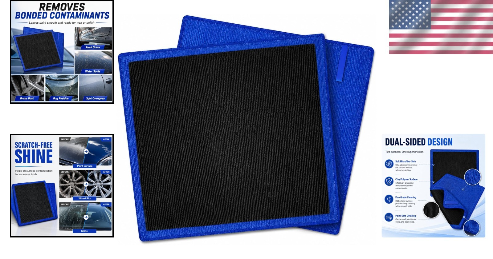 Clay Towel 2 Pack 12 X 12 Inch, Clay Bar Towel for Auto Detailing Microfiber Car