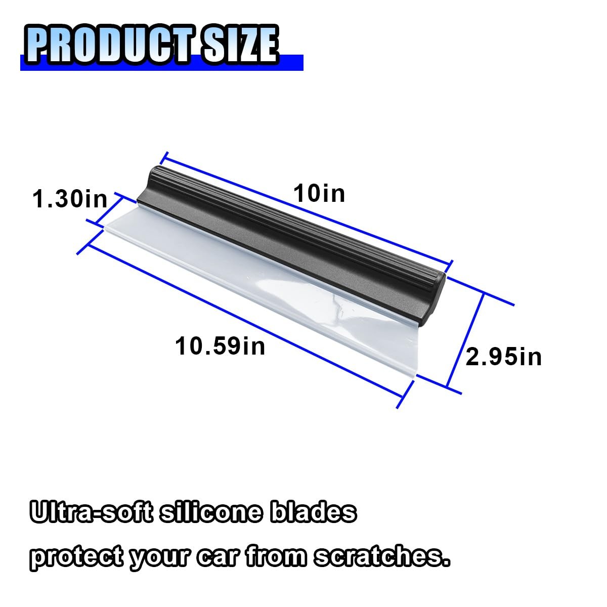 2PCS Automotive Squeegee, 10 Inch T-Bar Water Blade 10inch, Black&white