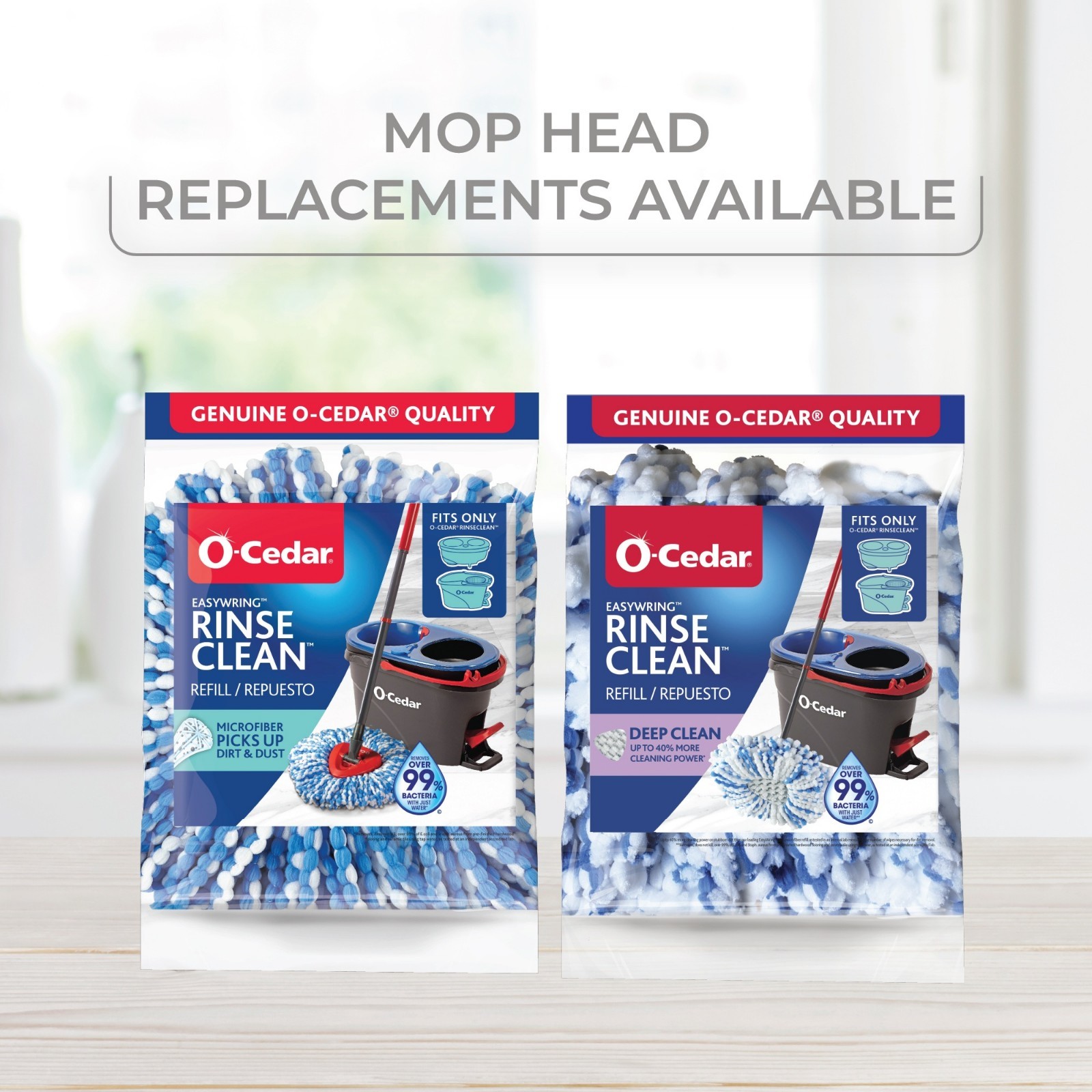 O-Cedar RinseClean Spin Mop With 2-Tank System and Microfiber Mop Head