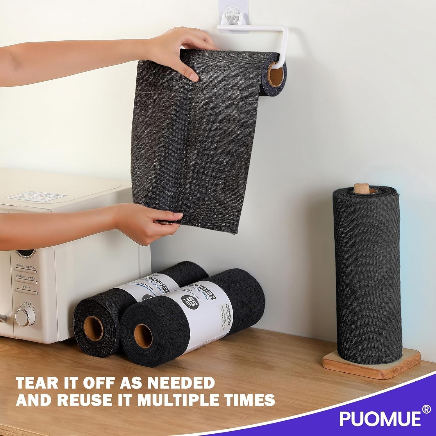 55 Pack Microfiber Cleaning Cloth Roll, Tear Away Reusable Towels, 11″ X 9″, Ult