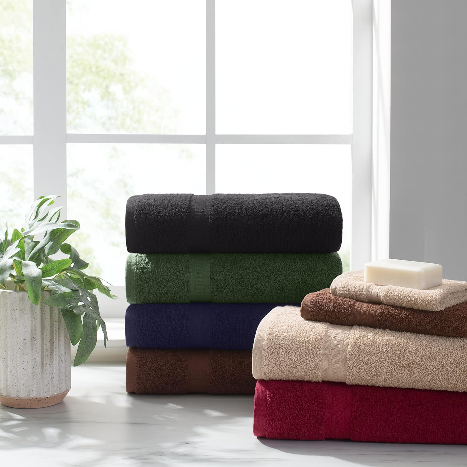 Arkwright True Color Solid Bath Towels – Soft 100% Cotton Bathroom Towel Set of