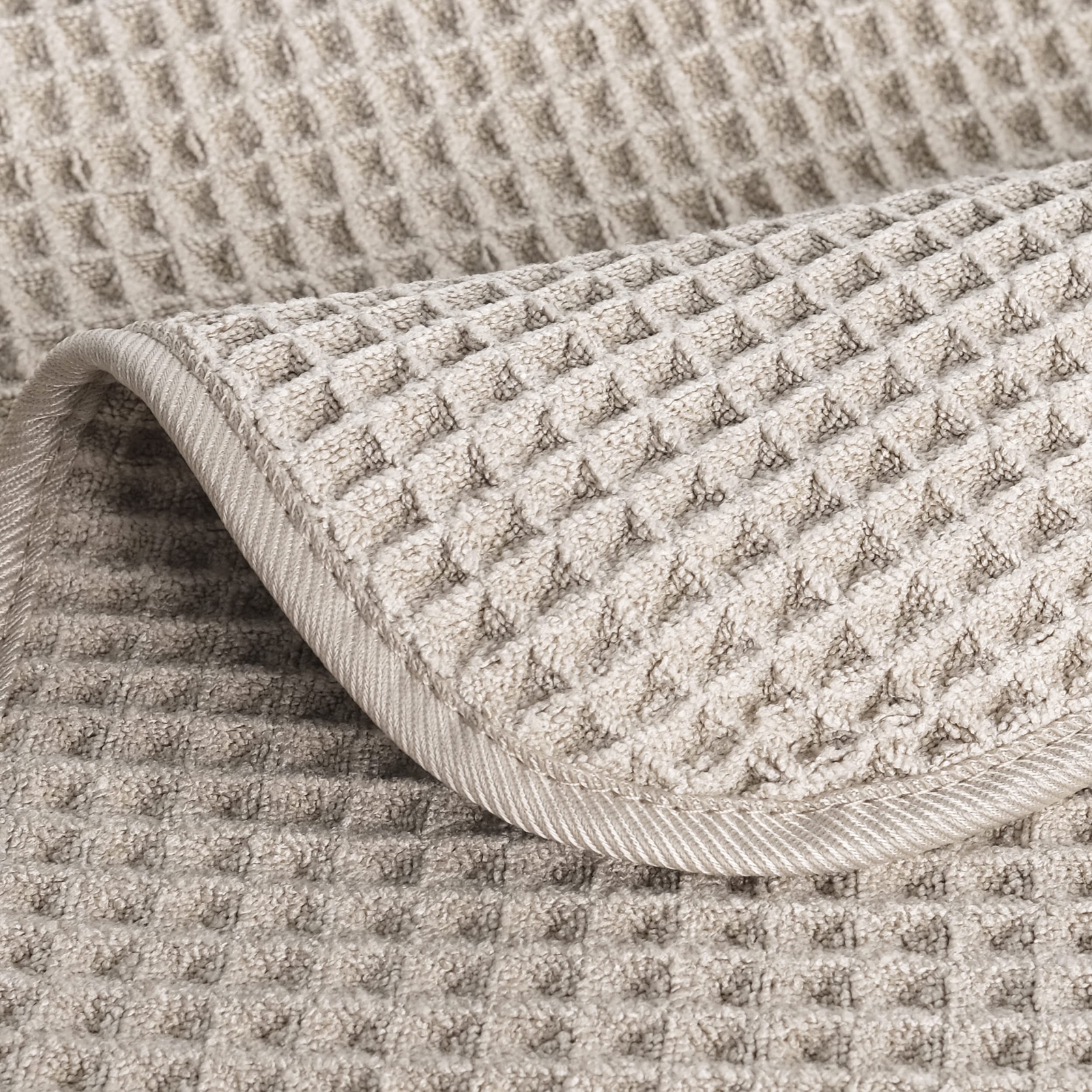 Microfiber Lint Free Washcloth Face Towel 13 X 13 In 4 Pack beige Waffle Weave