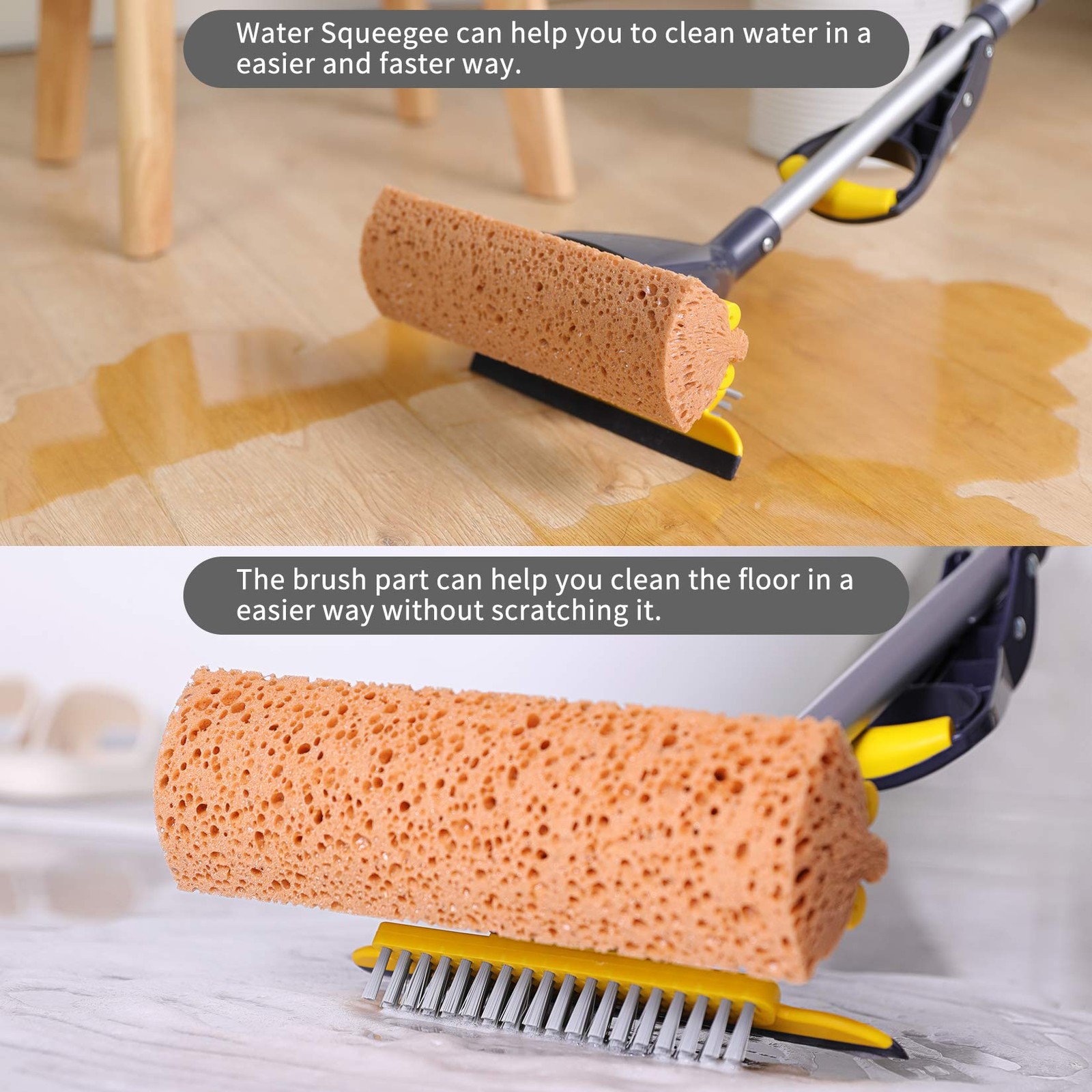 Yocada Sponge Mop Home Commercial Use Tile Floor Bathroom Garage Cleaning Total