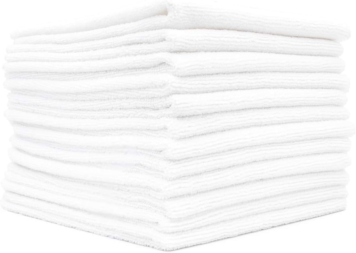 Industrial Grade Microfiber Towels 16×16 White 12-Pack