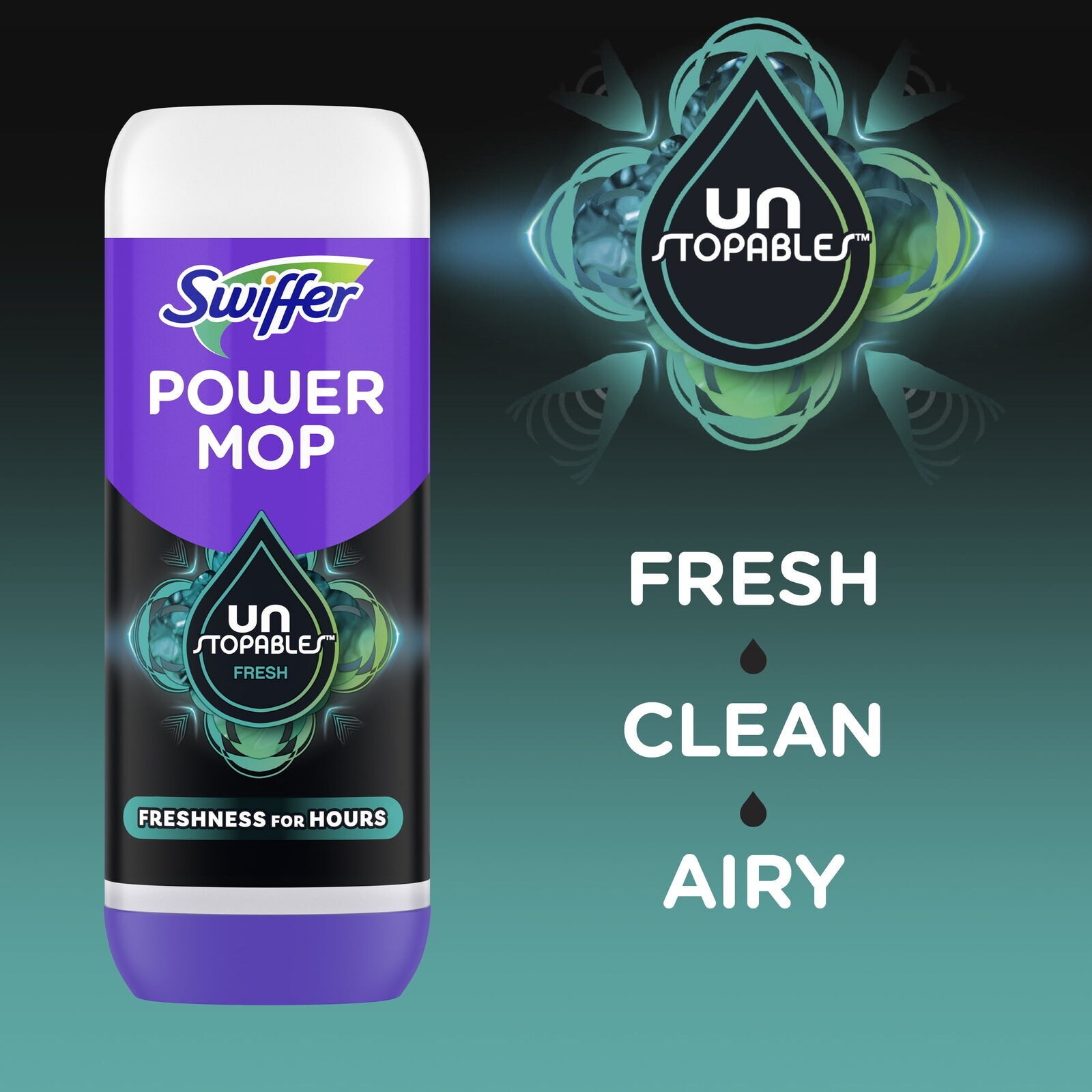 Power Mop Floor Cleaner Solution with Unstopables Fresh Scent 25.3 fl oz 2 Pack