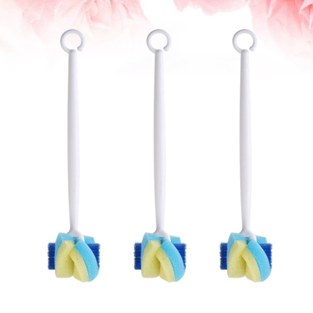 3Pcs Baby Bottle Cleaning Brush Reusable Sponge and Hard Handle Assorted Colors