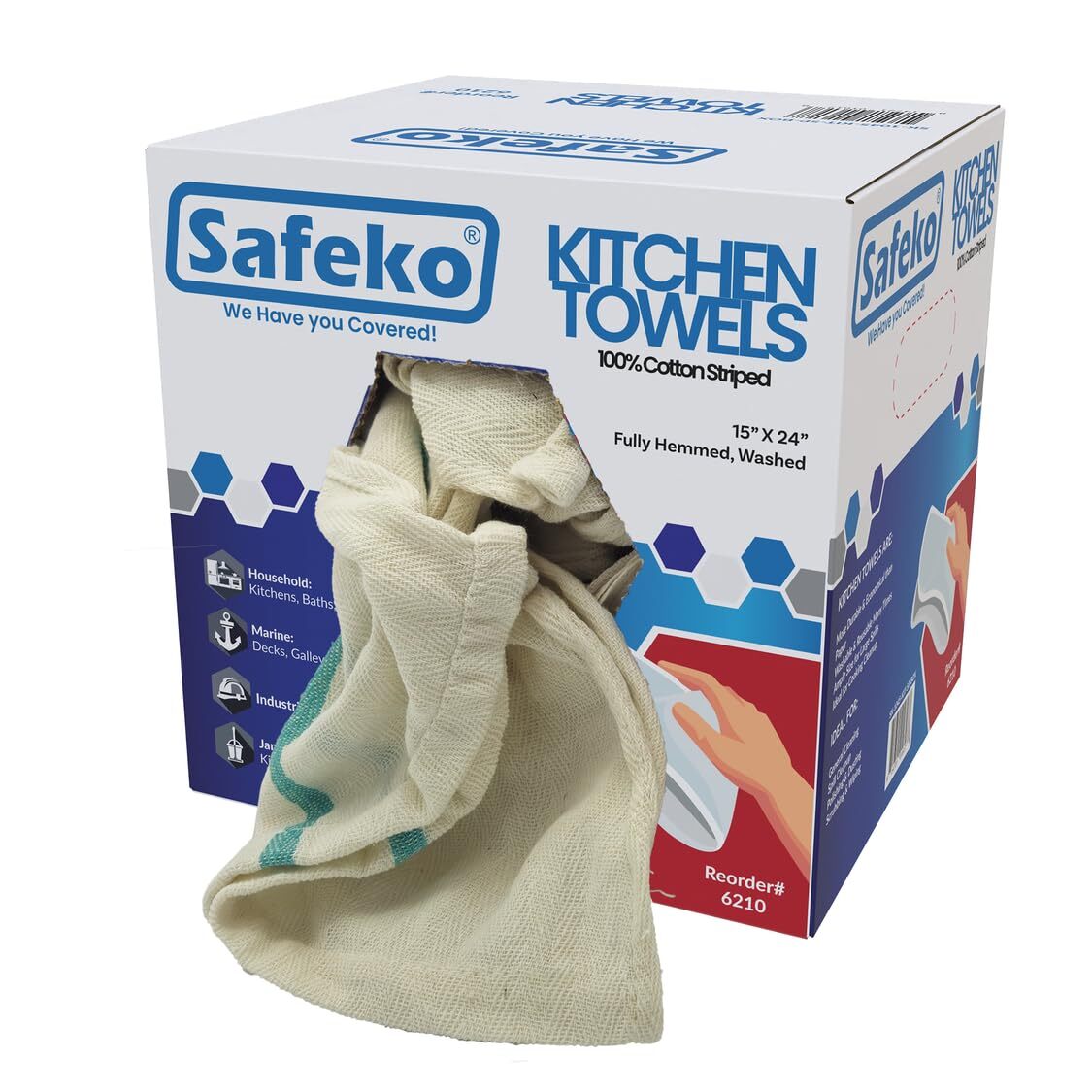 Cotton Striped Kitchen Towels – 5 LBS CASE